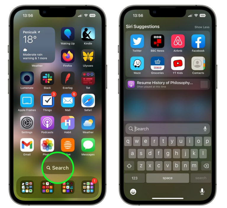 昭平苹果手机维修分享升级到 iOS 16 后，如何删除主屏幕上的搜索按钮 